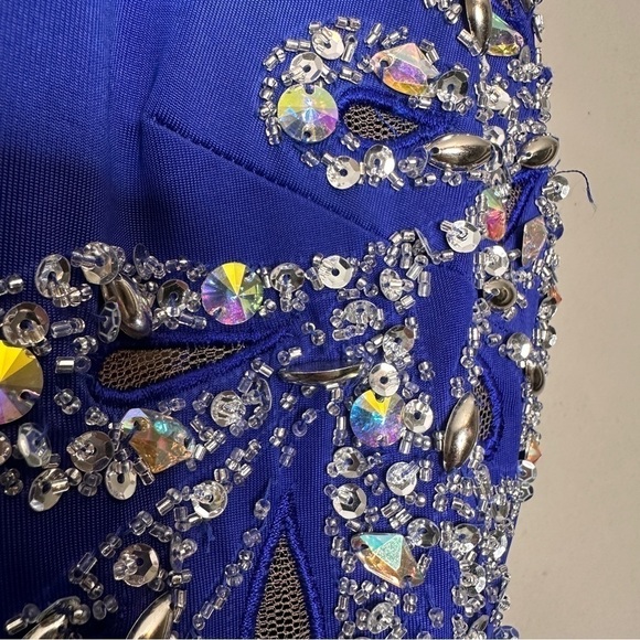 Macduggal Cassandra Stone Royal Blue cutout back formal maxi dress - Picture 5 of 16